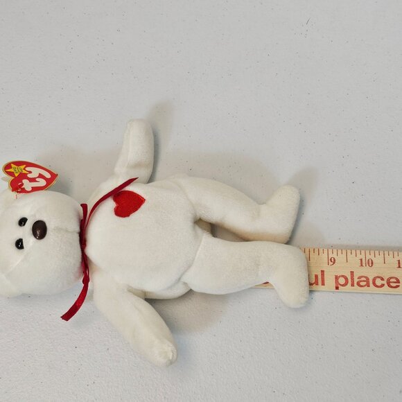VTG 1993 TY Beanie Babies Collection "Valentino" White Teddy Bear Collectible - Picture 7 of 15
